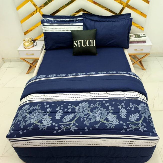 Img 20241206 Wa0007 - Blue Flower Line 7/7 Bedsheet With Four Pillow Cases And Duvet Cover (No Fiber Inside)