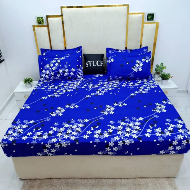 Img 20241209 Wa0017 - Blue Snow Flower 7/7 Bedsheet With Four Pillow Cases And Duvet Cover (No Fiber Inside)