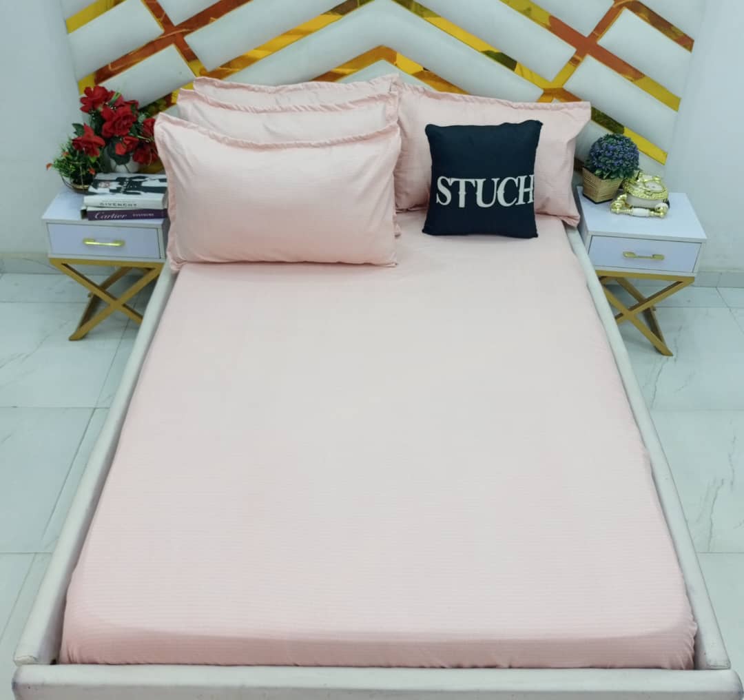 UCL3 CRYSTAL PEACH 4/6 BEDSHEET WITH TWO PILLOWCASE