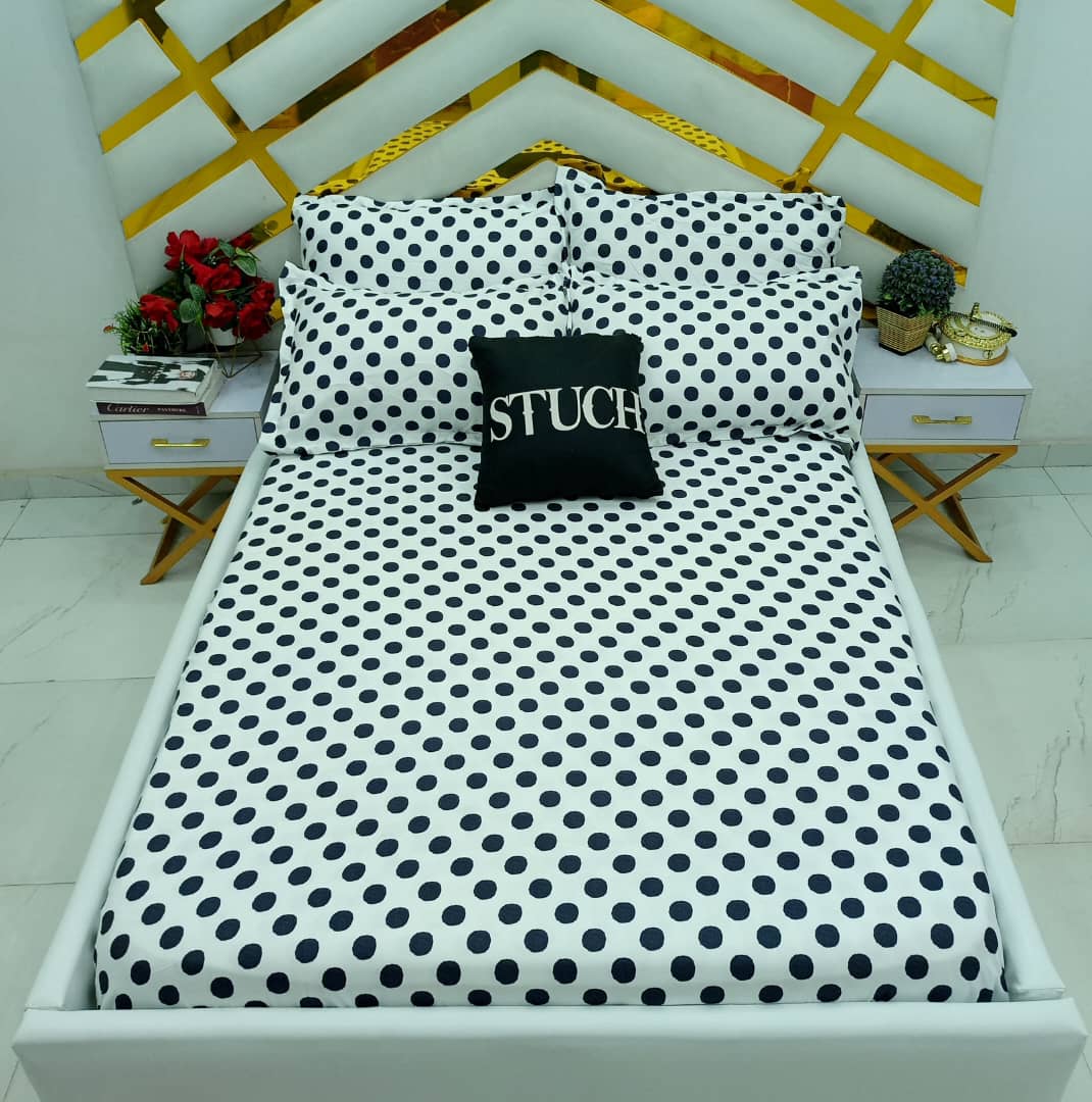 WHITE POLKA   4/6 BEDSHEET[IN]