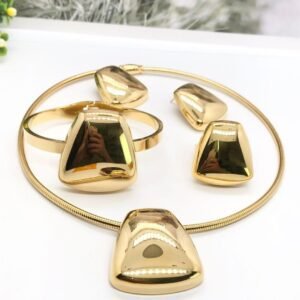 GOLD RECT NECKLACE SET