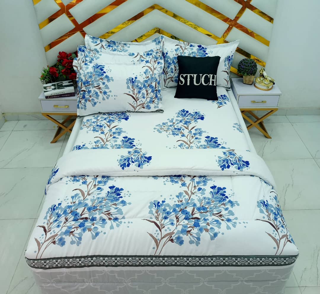 BLUE BLOSSOM 4/6 DUVET SET(WITH TWO PILLOWCASE)