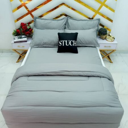 PLAIN ASH 4/6 DUVET SET(WITH TWO PILLOWCASE)