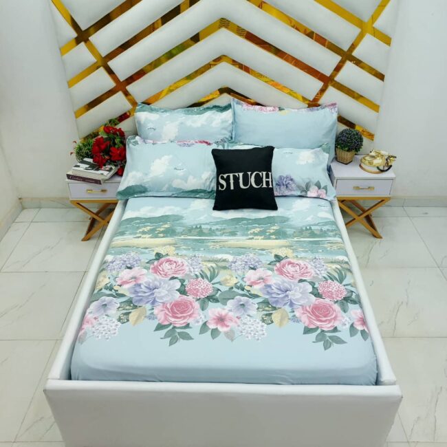 Img 20250226 Wa0003 - Teal Bouquet Extralarge Bedsheet