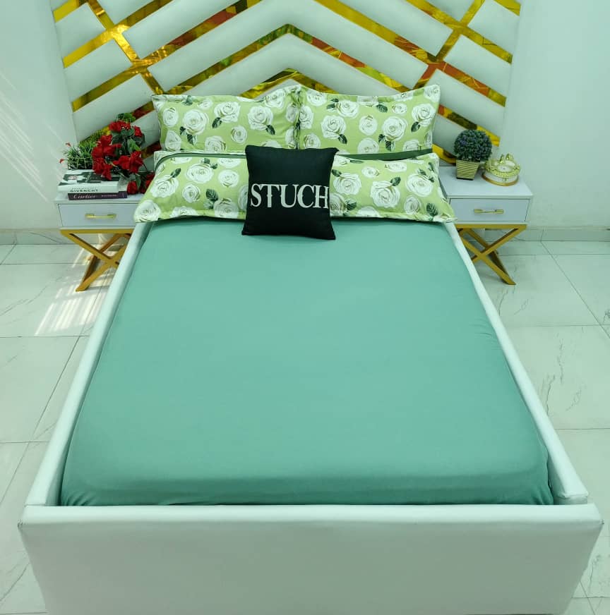 COMBINED LEMON ROSE AND PLAIN GREEN 7/7 BEDSHEET