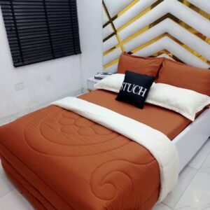 PLAIN MIXED CREAM AND CLAY BROWN 7/7 DUVET SET