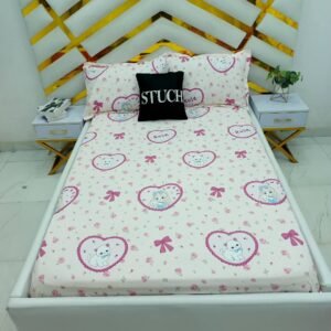 PINK KITTY 4/6 BEDSHEET WITH TWO PILLOWCASES
