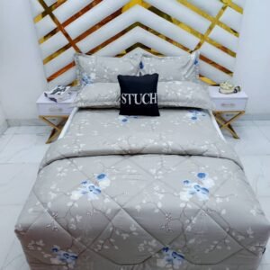 BROWN MANDALA 7/7 BEDSHEET WITH FOUR PILLOW CASES AND DUVET COVER (NO FIBER INSIDE)