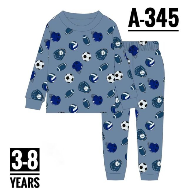 A-345 BLUE FOOTBALL AGE 4 PYJAMAS
