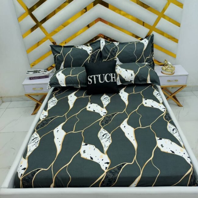 DARK TILE  4/6 BEDSHEET WITH TWO PILLOWCASES