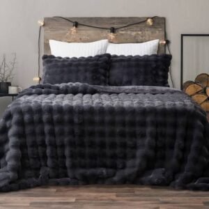 LUXURY GRAY BUBBLE FUR PILLOWCASE ONLY (19/29 INCHES)