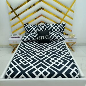 BLACK STACK  4/6 BEDSHEET WITH TWO PILLOWCASES
