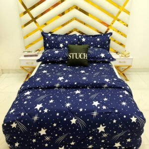 BLUE LITTLE STARS 4/6 BEDSHEET WITH TWO PILLOWCASES