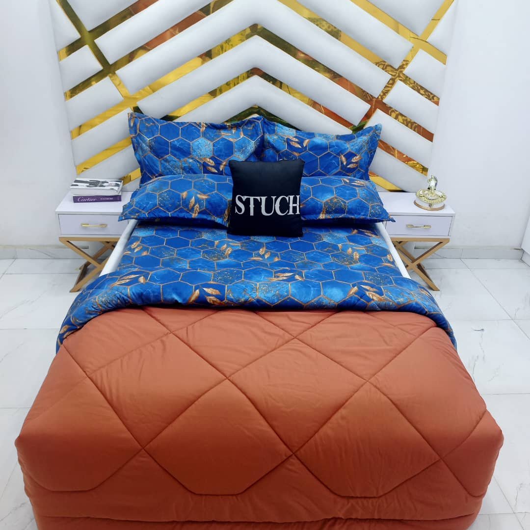 COMBINED BROWN WITH BLUE ANGEL 7/7 DUVET SET