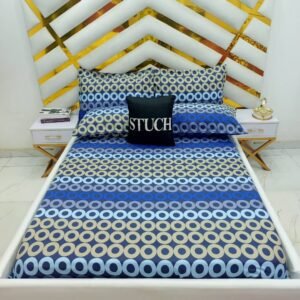 BLUE SMALL CIRCLES 4/6 BEDSHEET WITH TWO PILLOWCASES