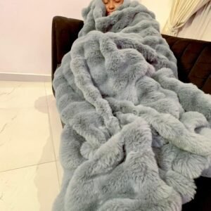 LUXURY GRAY BUBBLE FUR 4/6 DUVET ONLY (70/92 INCHES)