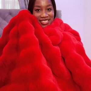 LUXURY RED BUBBLE FUR 4/6 DUVET ONLY (70/92 INCHES)