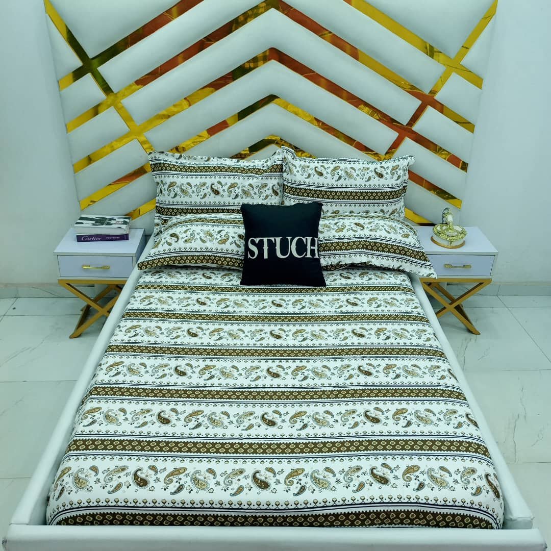 100% EGYPTIAN COTTON BROWN FLEUR 7/7 BEDSHEET