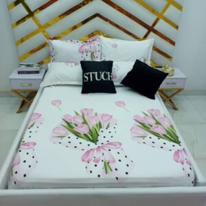100% EGYPTIAN COTTON PINK TULIP 7/7 BEDSHEET