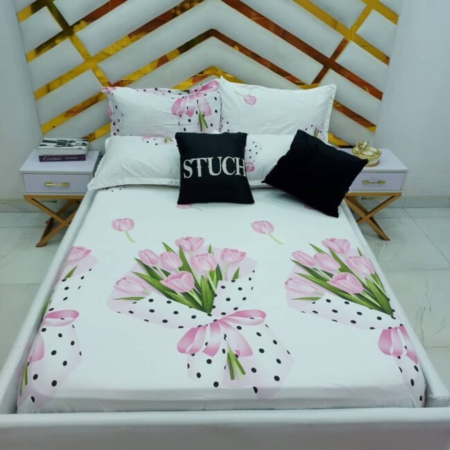 100% EGYPTIAN COTTON PINK TULIP 7/7 BEDSHEET