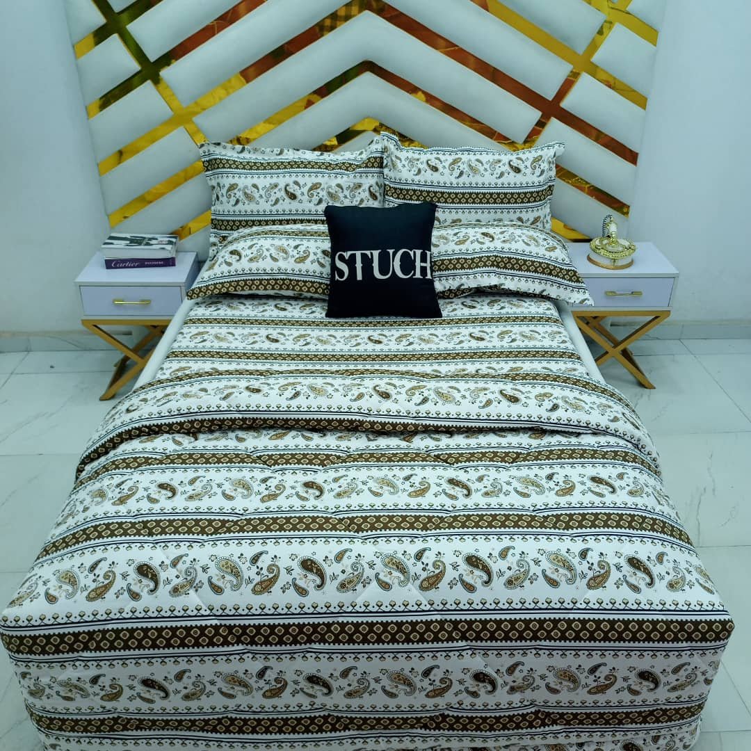 100% EGYPTIAN COTTON BROWN FLEUR 7/7 DUVET SET
