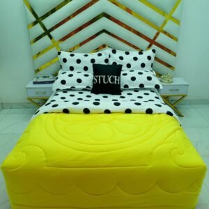 COMBINED YELLOW WITH WHITE POLKA 7/7 DUVET SET