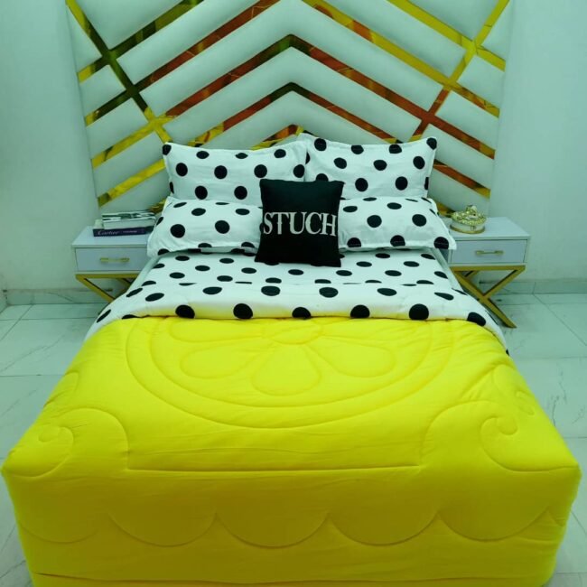 COMBINED YELLOW WITH WHITE POLKA 7/7 DUVET SET