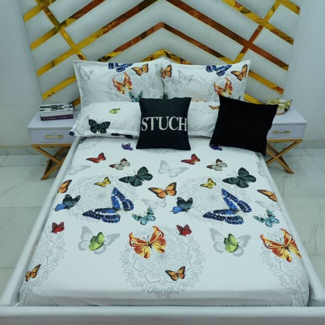 100% EGYPTIAN COTTON COLORS BUTTERFLY 7/7 BEDSHEET