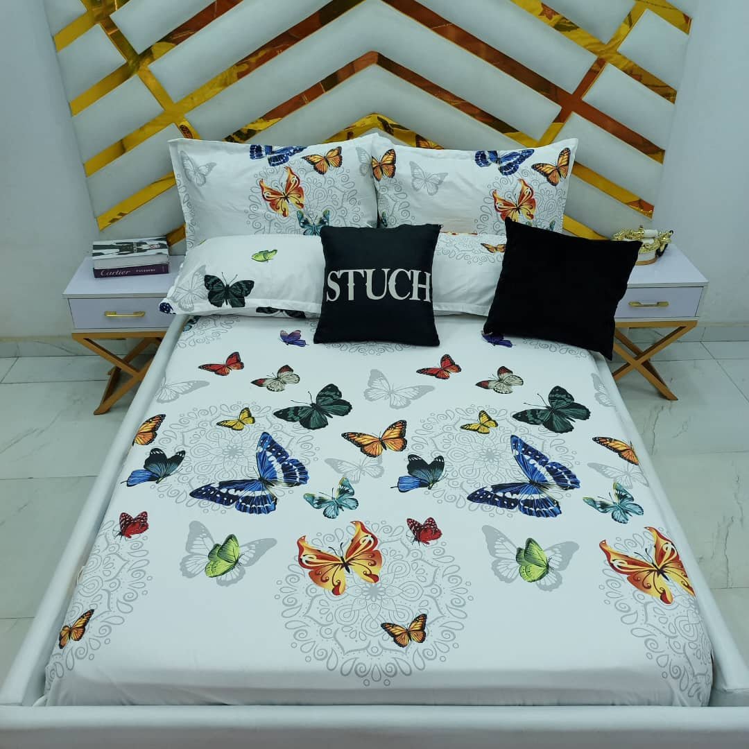 100% EGYPTIAN COTTON COLORS BUTTERFLY 7/7 BEDSHEET
