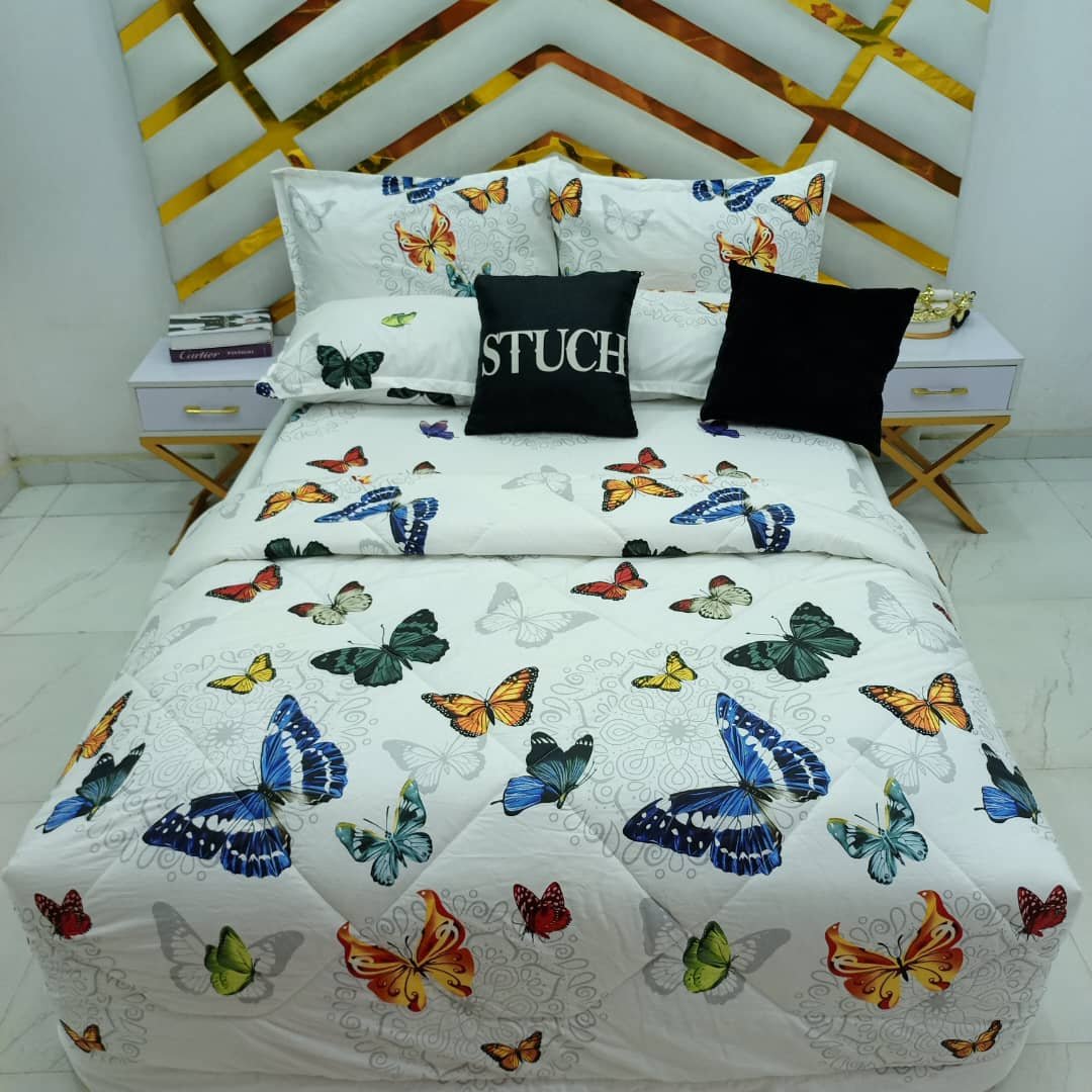 100% EGYPTIAN COTTON COLORS BUTTERFLY 7/7 DUVET SET
