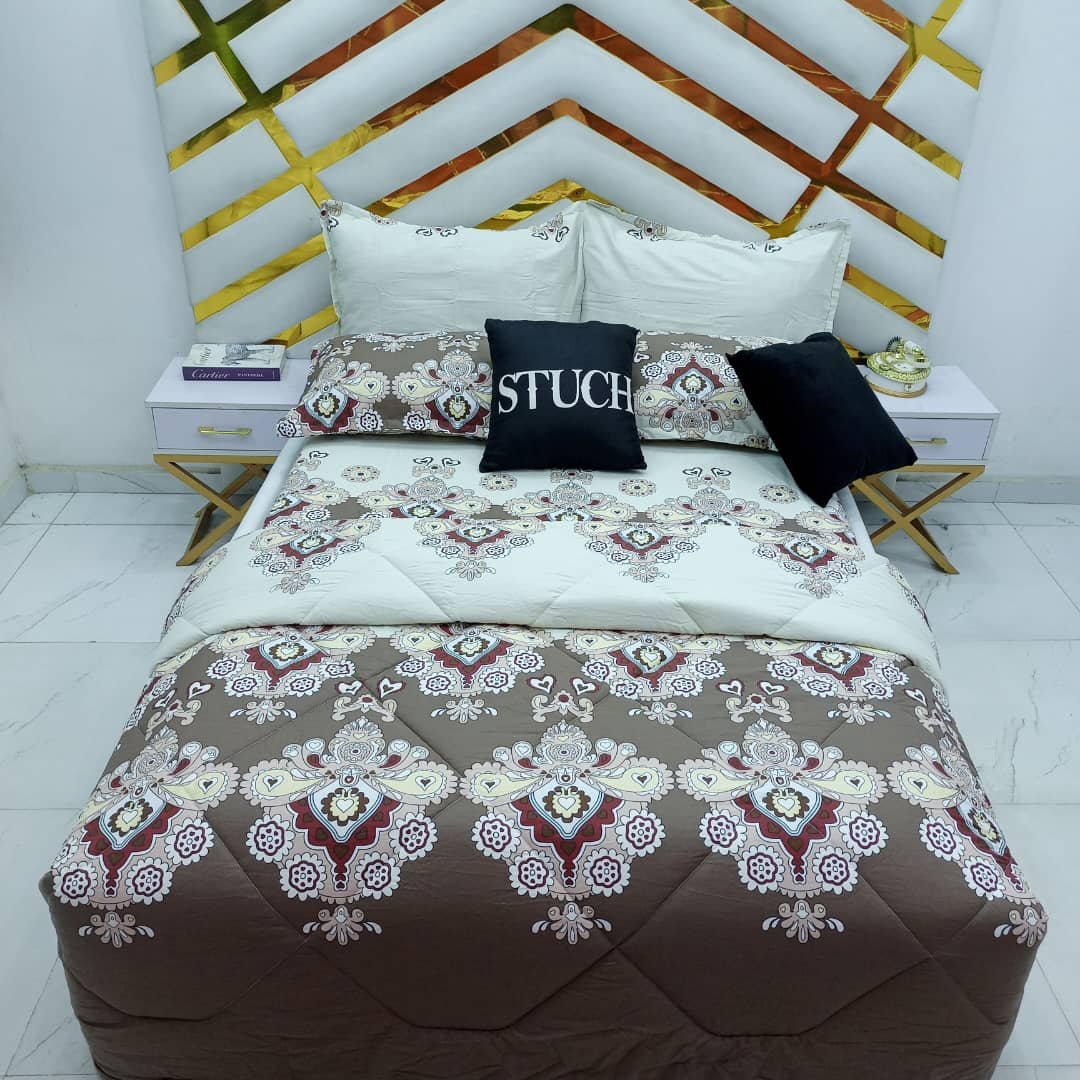 100% EGYPTIAN COTTON WINE BROWN PAISLEY 7/7 DUVET SET