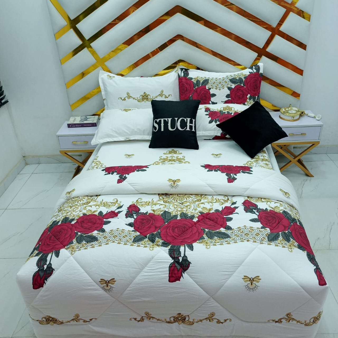 100% EGYPTIAN COTTON ROYAL ROSE 7/7 DUVET SET