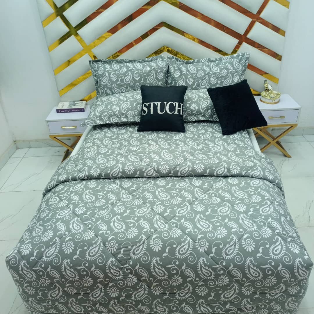 100% EGYPTIAN COTTON GRAY TWIRL 7/7 DUVET SET