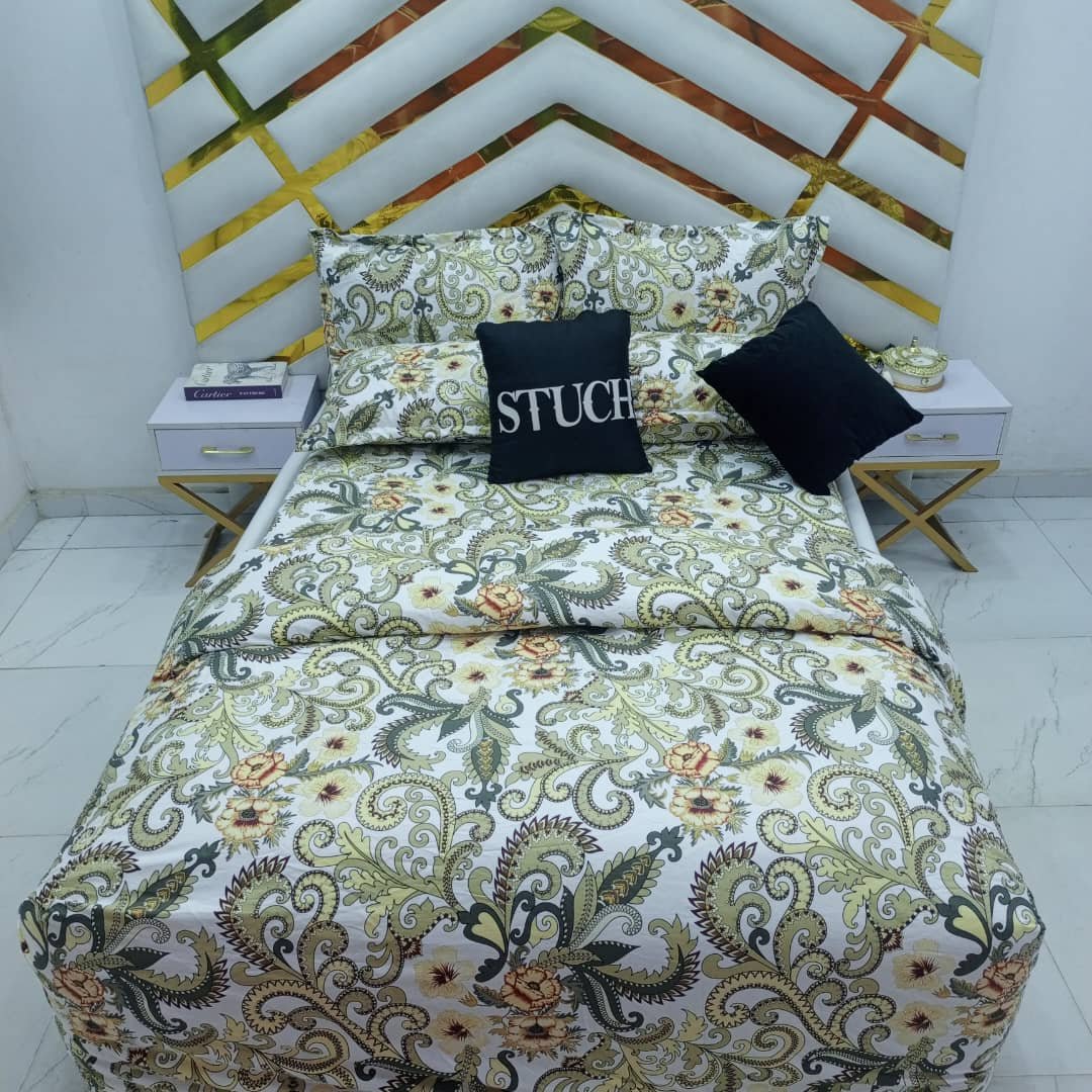100% EGYPTIAN COTTON GOLD FRILLS 7/7 DUVET SET