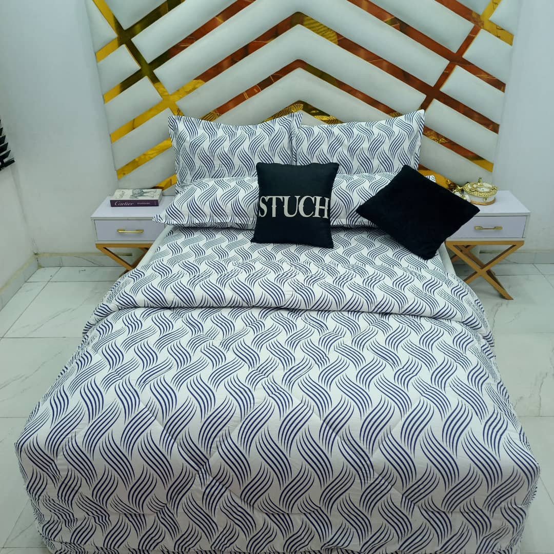 100% EGYPTIAN COTTON BLUE WAVE 7/7 DUVET SET