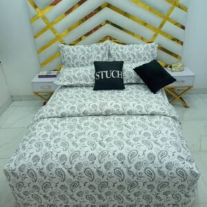 100% EGYPTIAN COTTON WHITE TWIRL 7/7 DUVET SET