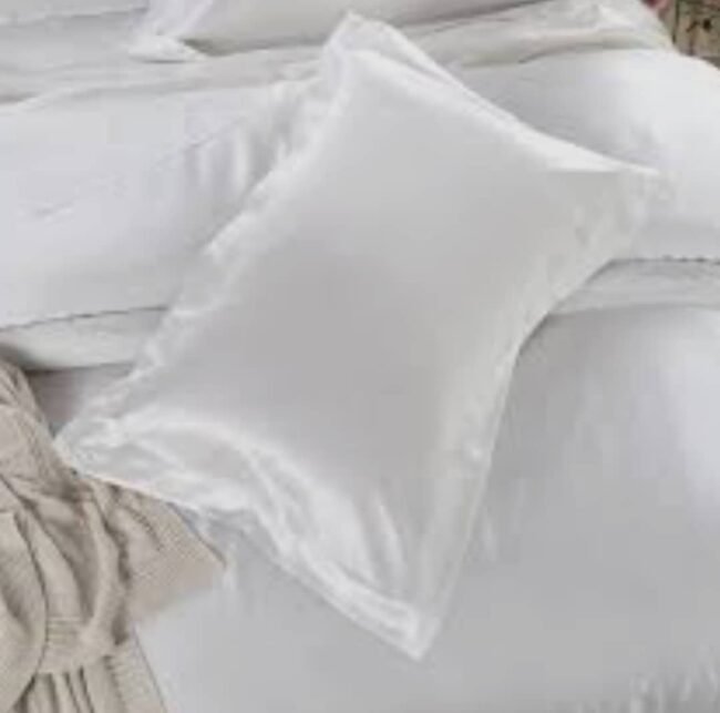 PLAIN SILK WHITE PILLOWCASE ONLY (2 IN A PACK)