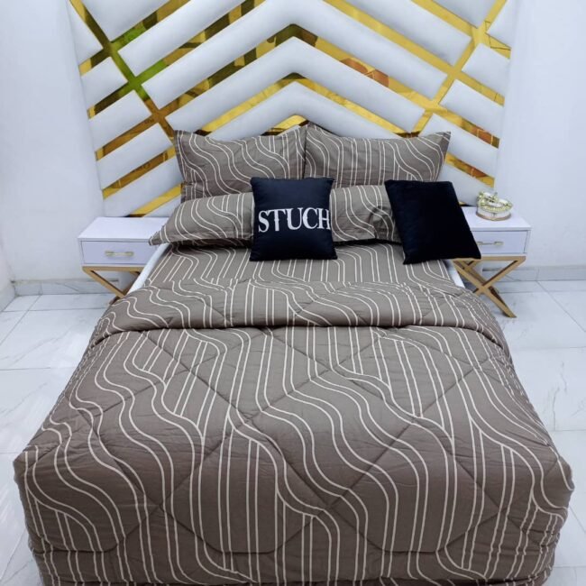 100% EGYPTIAN COTTON BROWN SPIRAL 7/7 DUVET SET