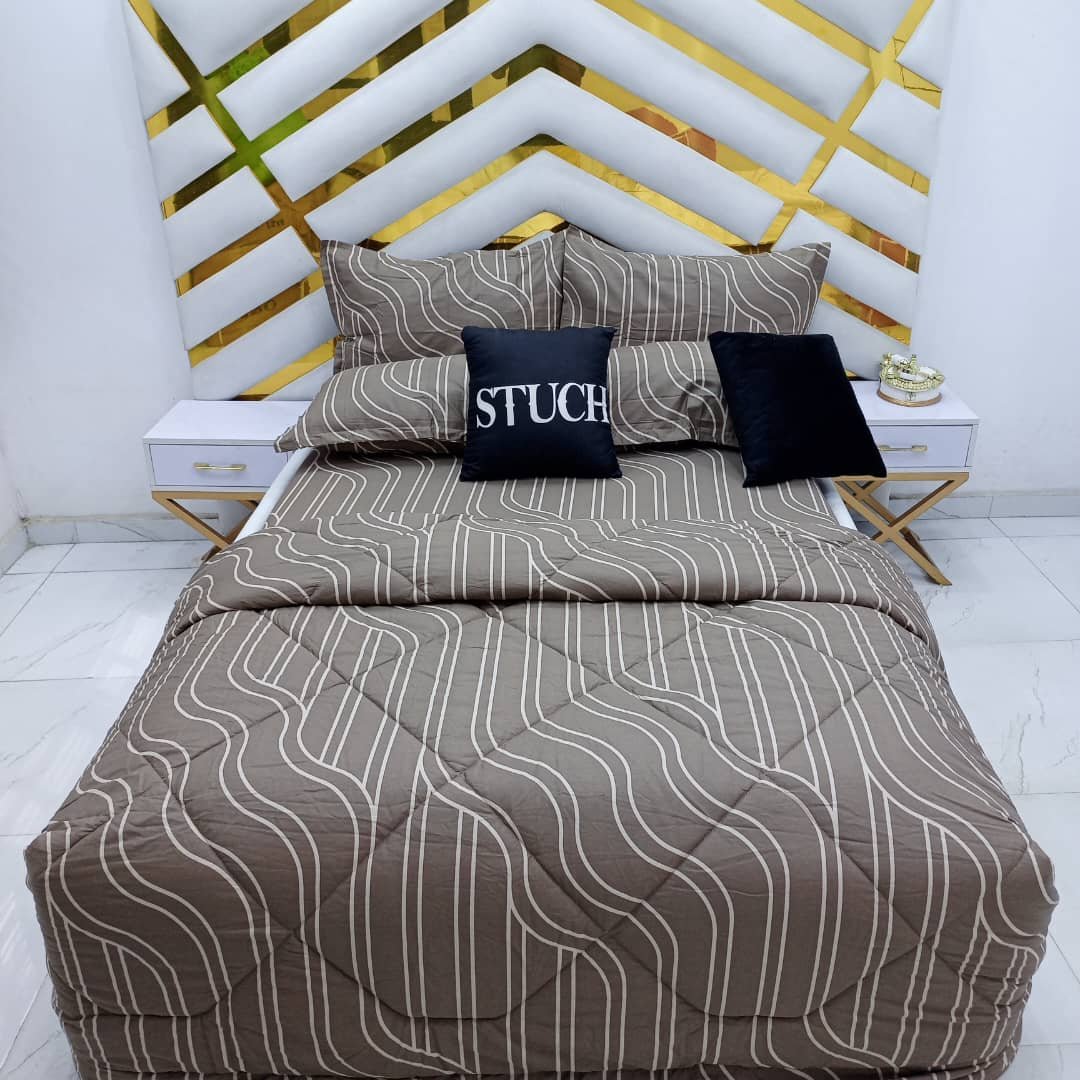 100% EGYPTIAN COTTON BROWN SPIRAL 7/7 DUVET SET