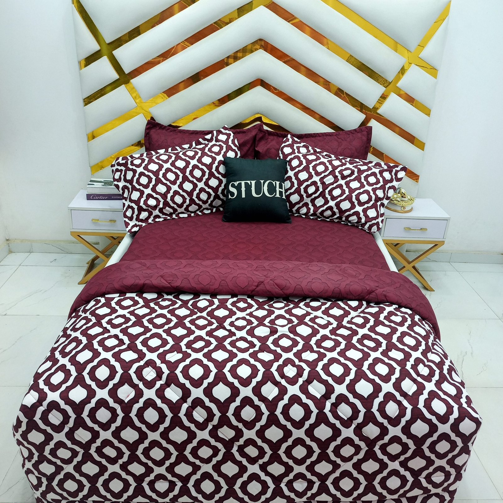 WINE DIAMOND COMBO (WINE BEDSHEET) 7/7 DUVET SET