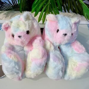 MULTICOLOR TEDDY UNISEX FLUFFY SLIPPERS (FREE SIZE FITS UPTO SIZE 44)