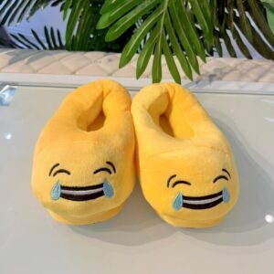 KIDS LAUGH EMOJI UNISEX FLUFFY SLIPPERS (FREE SIZE FITS UPTO SIZE 22) AGE 2-7