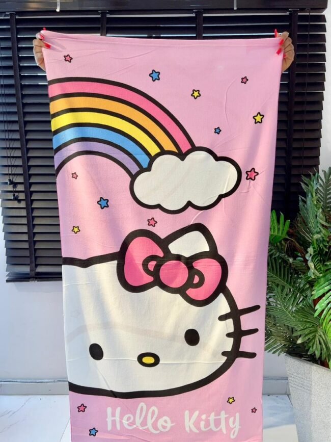RAINBOW HELLO KITTY KIDS LARGE TOWEL 28/51 INCHES