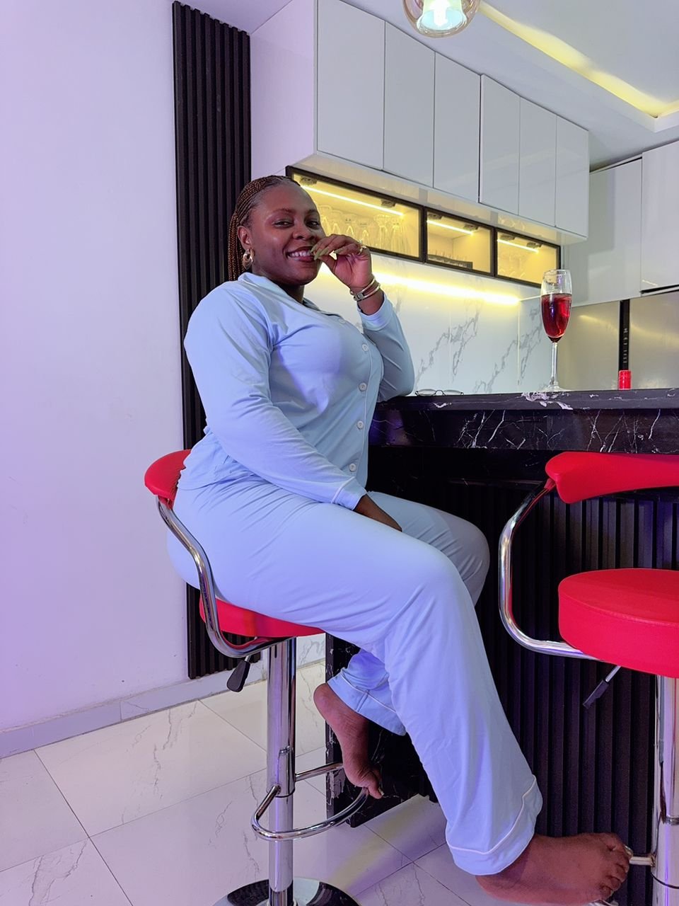 BLUE UNISEX LONG SLEEVES ADULT PYJAMAS (2XLARGE SIZE 16)