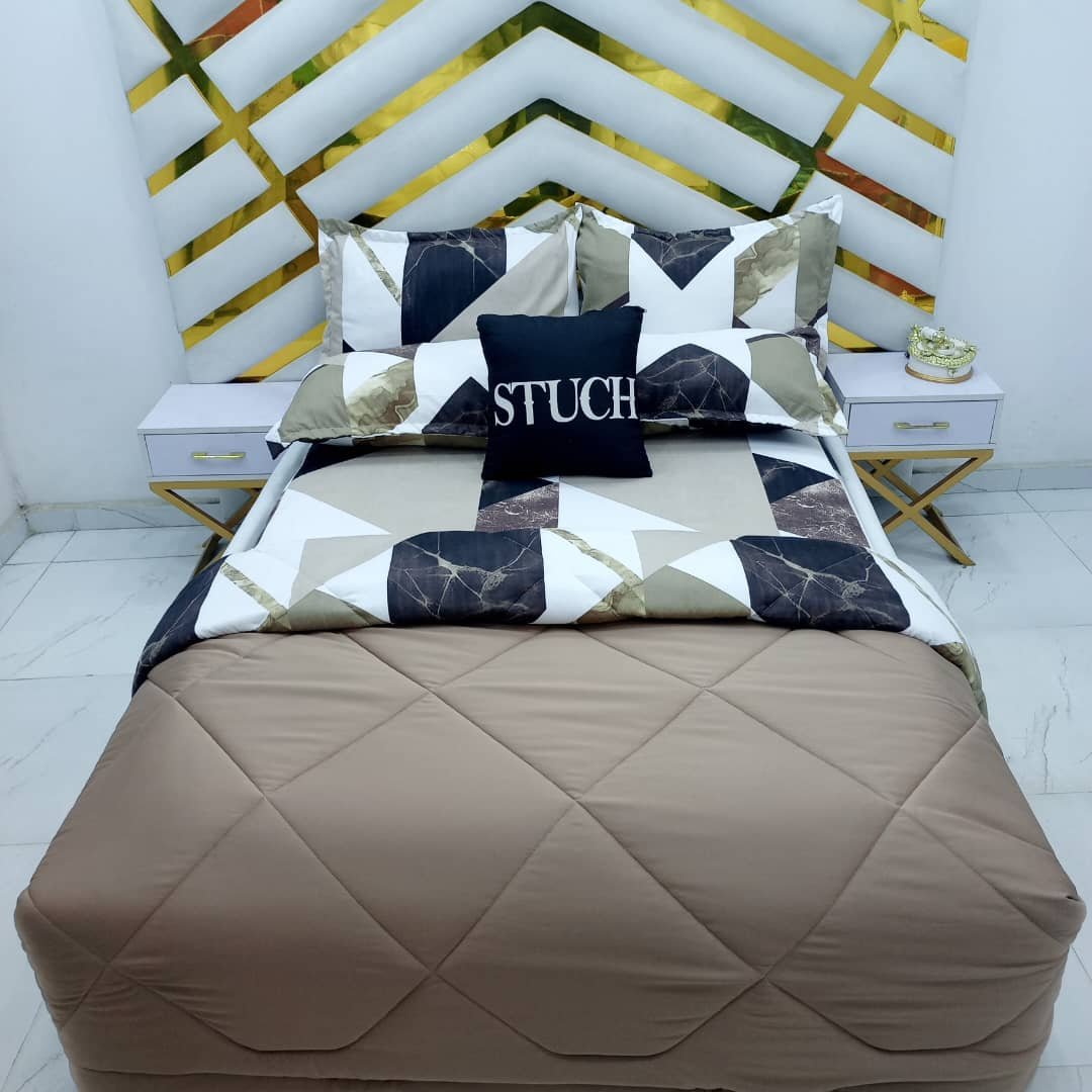 COMBINED BROWN WITH BROWN MARBLE 7/7 DUVET SET