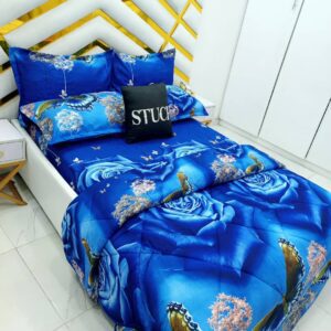 BLUE 3D ROSE 7/7 DUVET SET