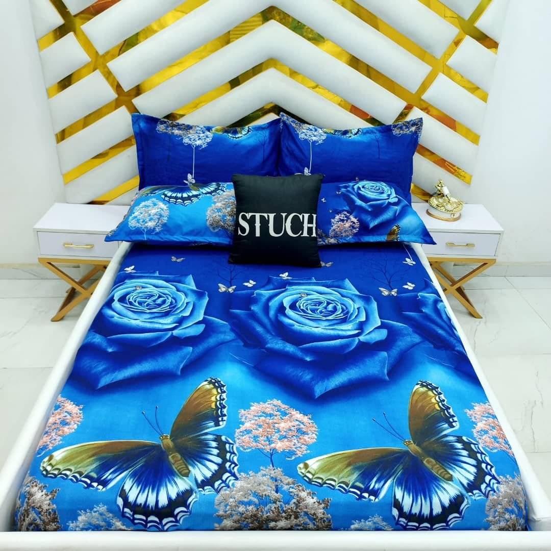 BLUE  3D ROSE  EXTRALARGE BEDSHEET(IN PRODUCTION)