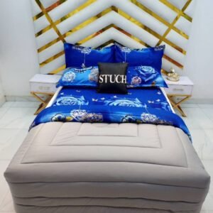 COMBINED ASH WITH BLUE 3D ROSE 7/7 DUVET SET