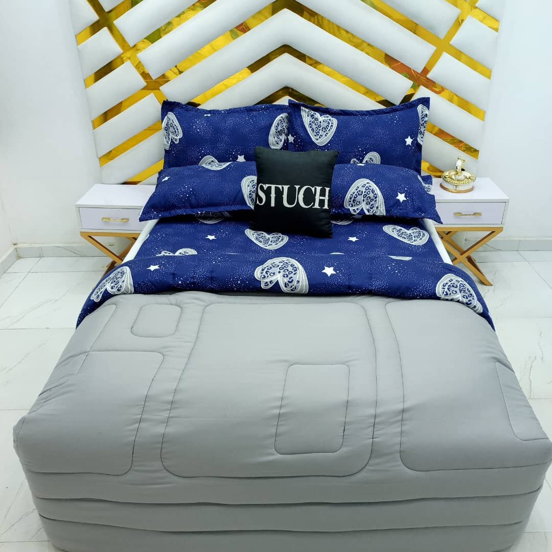 COMBINED ASH WITH BLUE LOVE STAR 7/7 DUVET SET