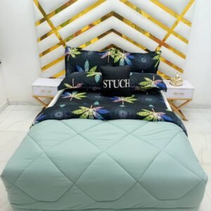 COMBINED GREEN WITH BLACK SPROUT 7/7 DUVET SET